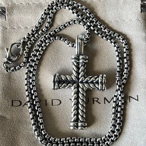 Auth David Yurman Chevron Cross with 24” Box Chain